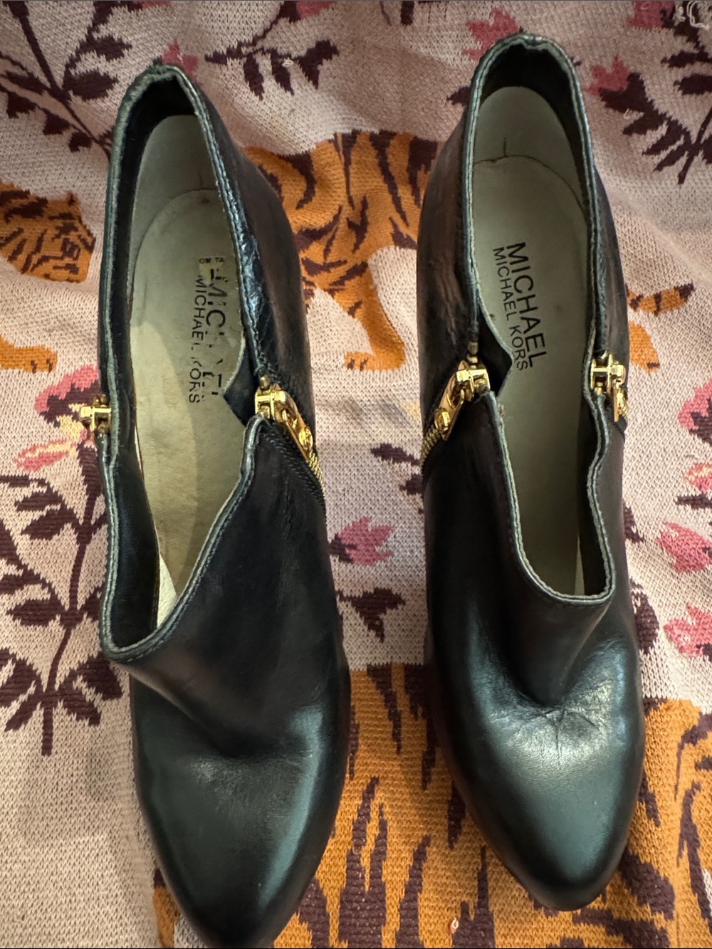 Michael Kors High-Heel Ankle Booties with Gold Zipper - Picture 8 of 12
